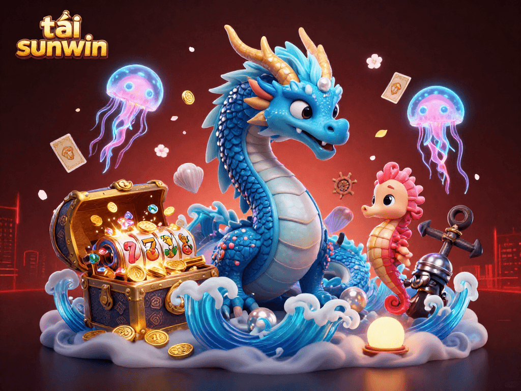 Experience excitement playing tải sunwin with a vivid underwater casino scene featuring mystical creatures.