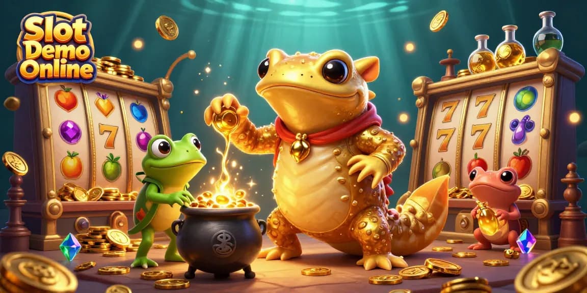 Experience the thrill of Slot Demo Online with lively 3D characters transmuting coins in a vibrant casino scene.