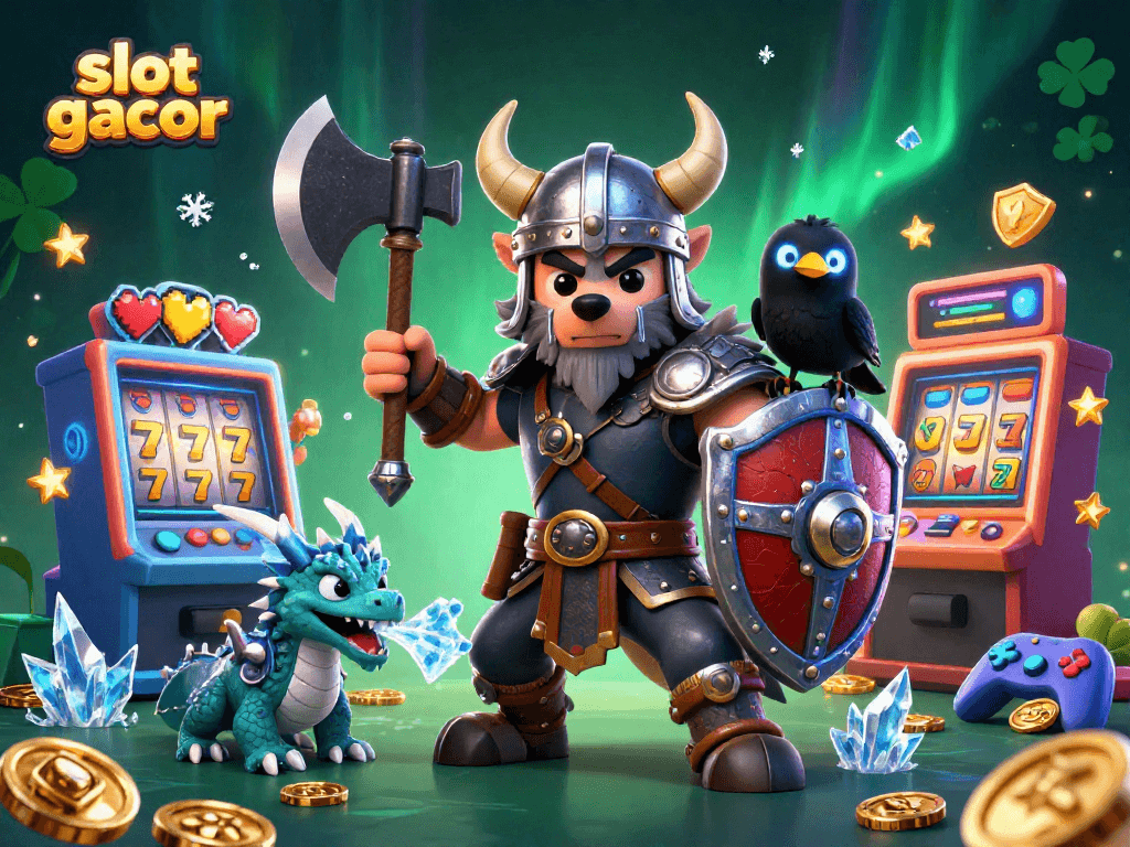 Engage in exciting slot gacor gameplay with dynamic 3D characters and colorful casino elements.