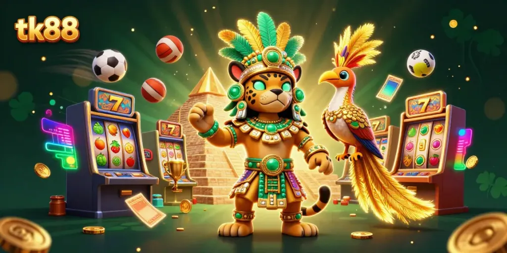 Experience the fun of tk88 gaming with dynamic slot machines and vibrant casino elements.