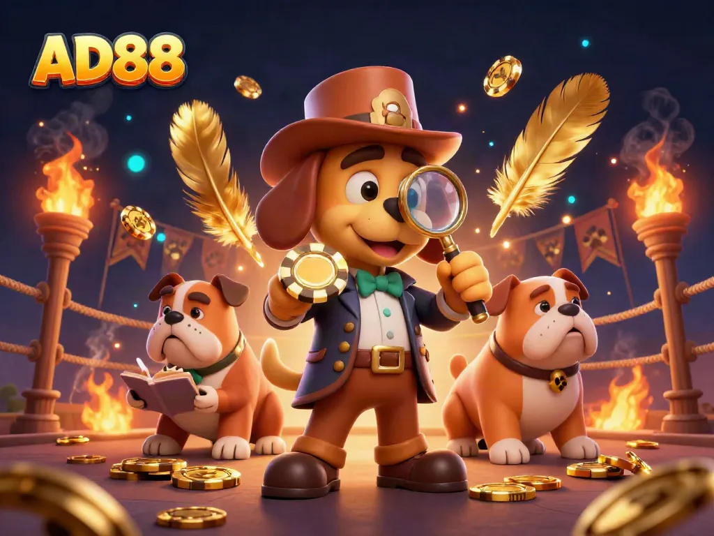 Engage in the thrilling world of AD88 with a detective uncovering poker chip clues.