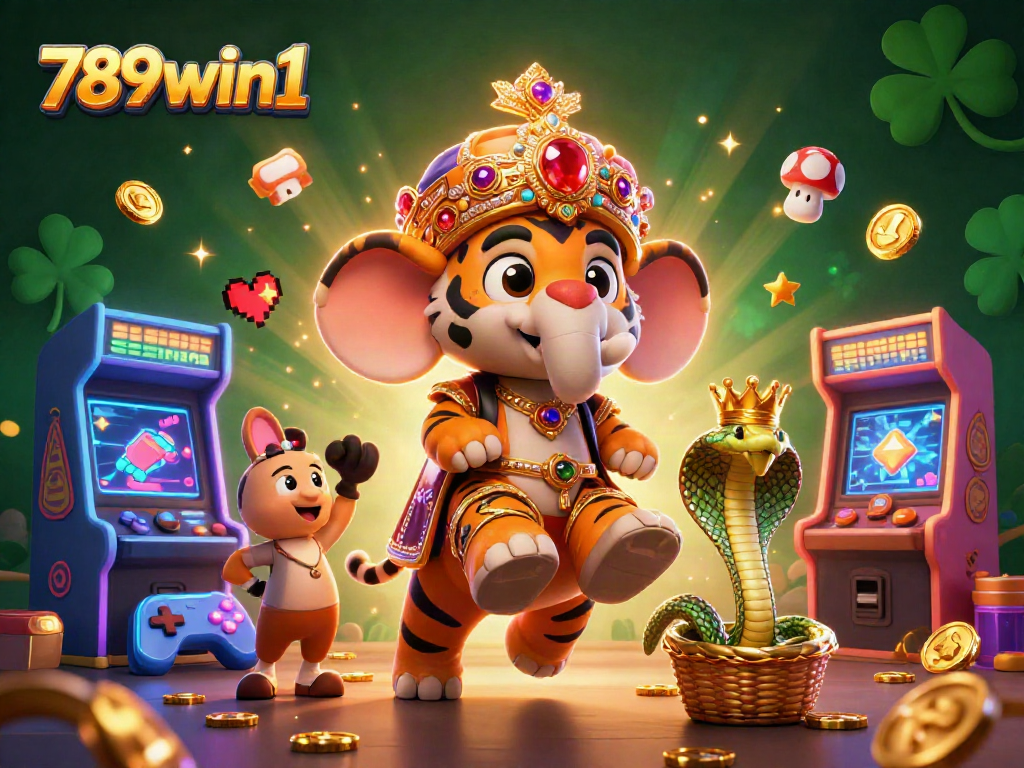 Experience the magic of 789win1 with vibrant characters and a colorful casino scene.