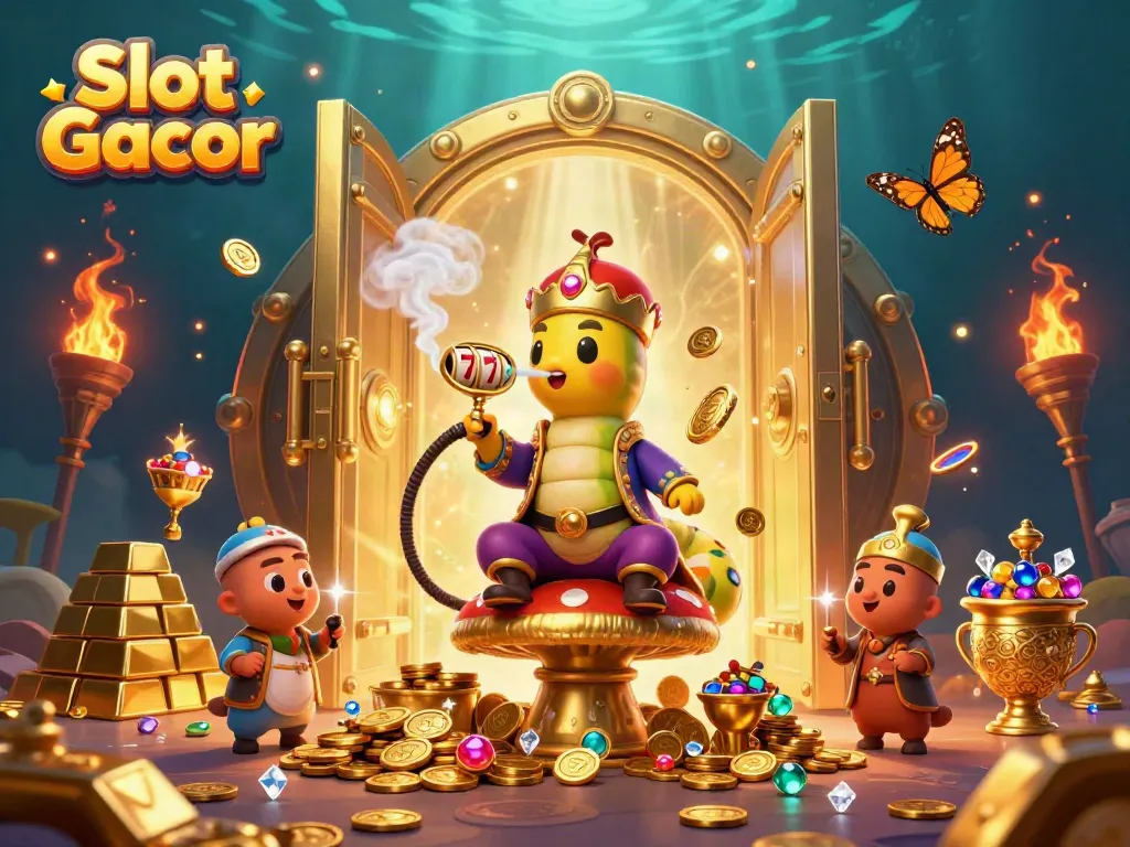 Experience thrilling wins with Slot Gacor in a vibrant, enchanting casino-themed 3D scene.