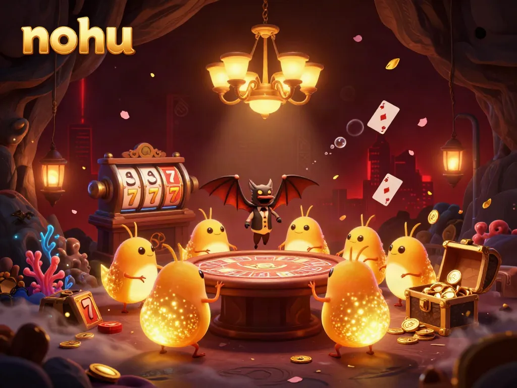 Experience the thrilling excitement of nohu in this vibrant cave casino illuminated by glowworms.