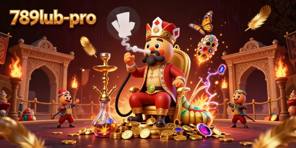 Engage in thrilling gameplay with 789lub-pro, featuring a vibrant casino scene with poker symbols amidst a rich 3D art backdrop.