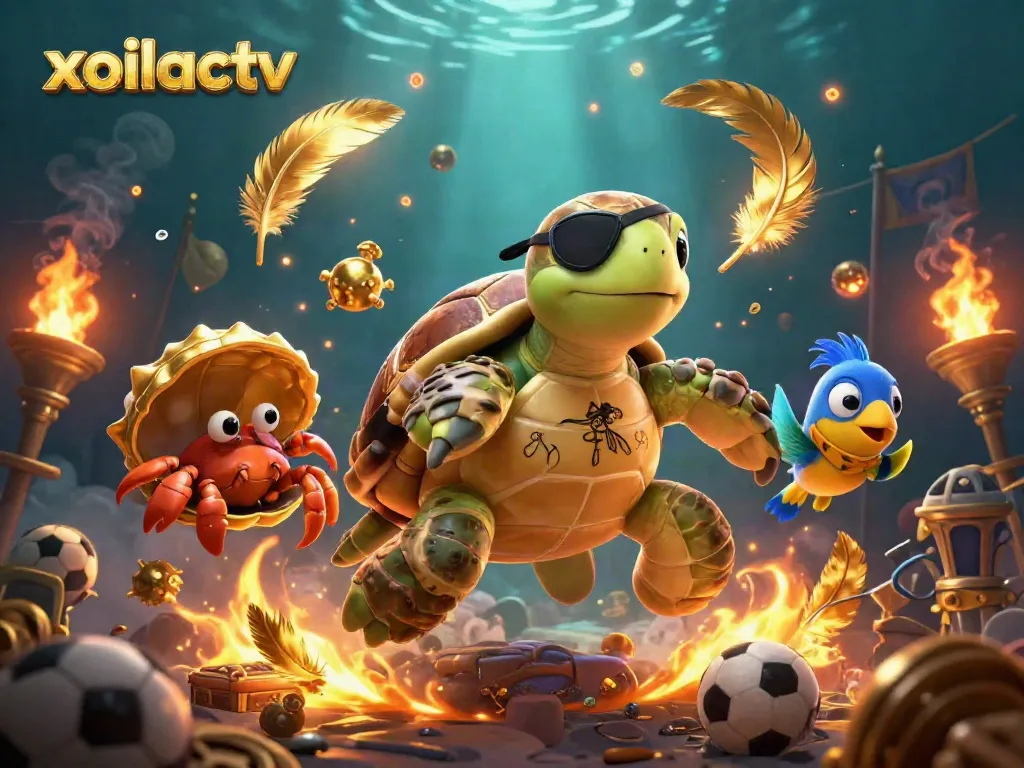 Experience top sports betting action with xoilactv featuring 3D pirate turtle and vibrant underwater treasures.