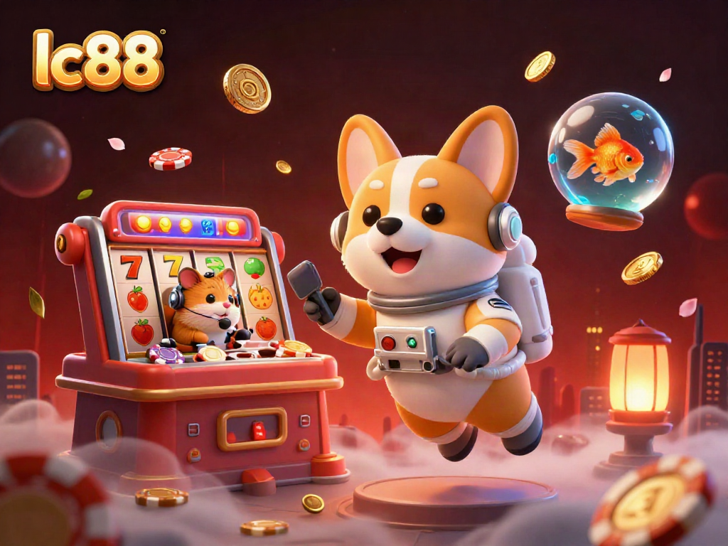 Play engaging casino games at lc88 with an adventurous space-themed illustration featuring immersive characters.