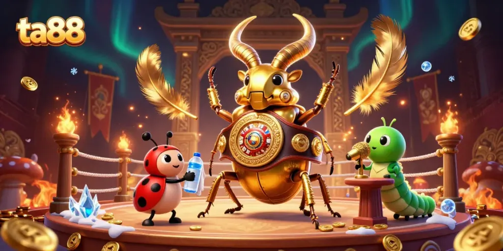 Experience thrilling battles at ta88 with dynamic visuals of a golden stag beetle championship