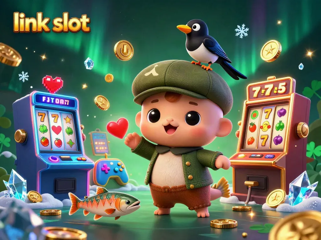 Engage with the exciting link slot experience in a vibrant 3D casino illustration.