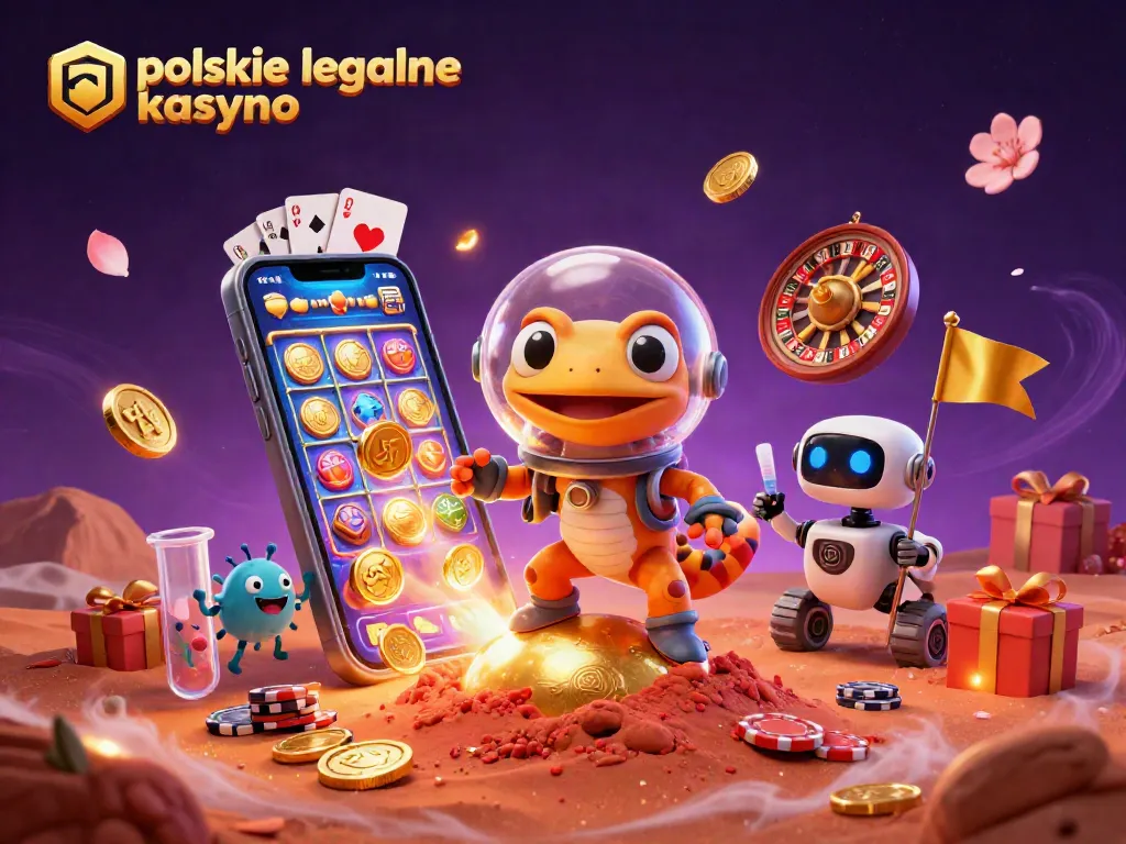 Experience exciting gameplay at polskie legalne kasyno with a Martian gecko discovering a magical casino.