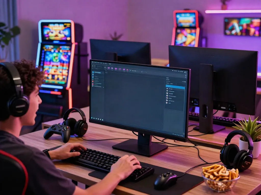 Engaging gaming setup showcasing the ODDIGO platform with colorful visuals, enhancing the excitement of link slot gacor.