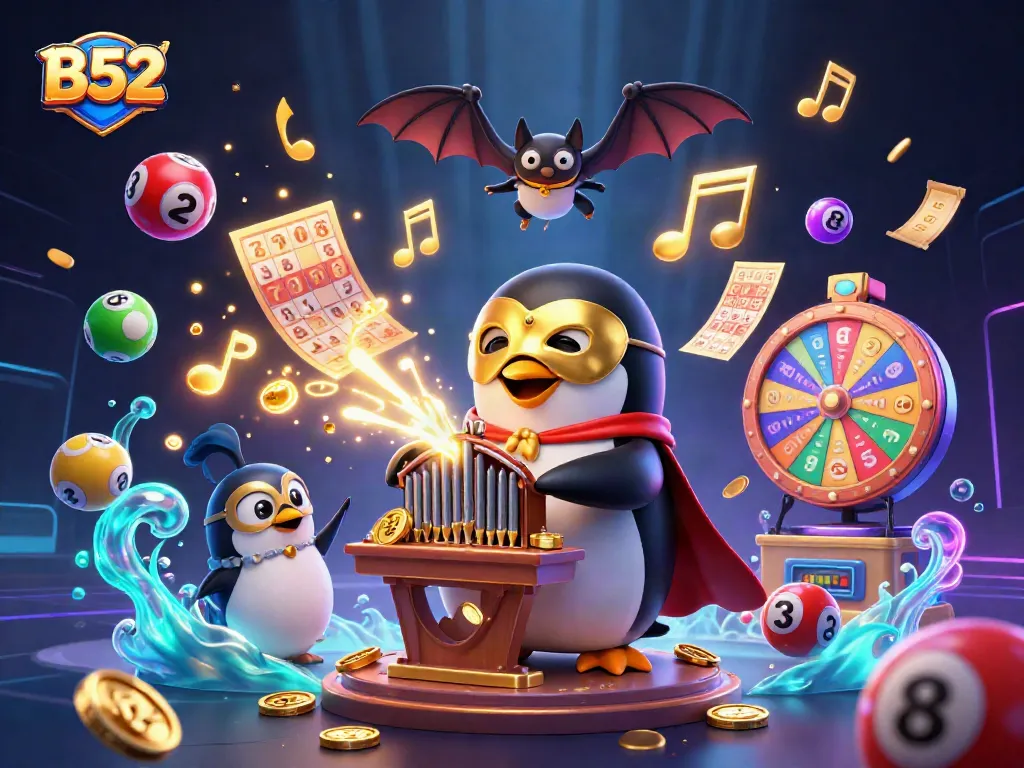 Experience excitement with the B52 blackjack-themed illustration showcasing vibrant casino elements in action.