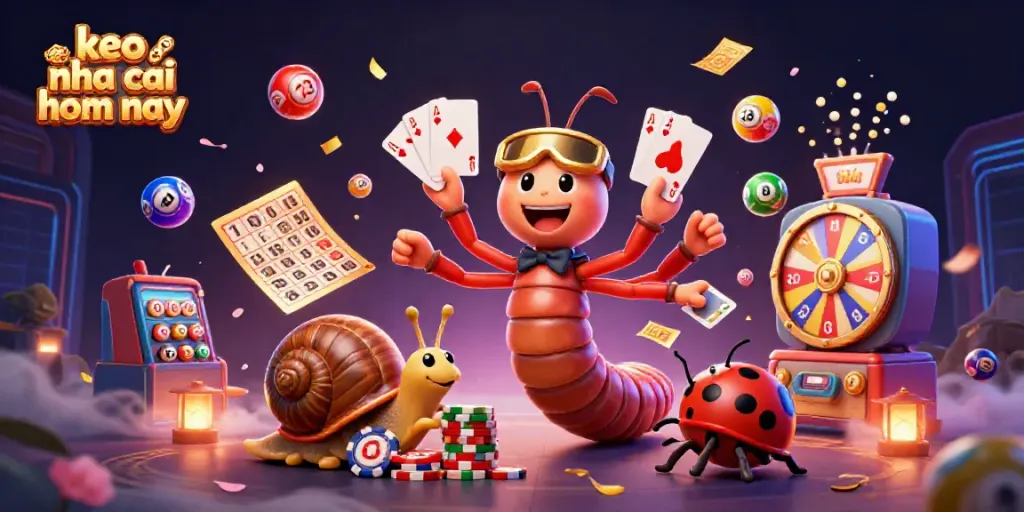 Experience keo nha cai hom nay with a vibrant scene of a busy casino, colorful characters, and dynamic gaming elements.