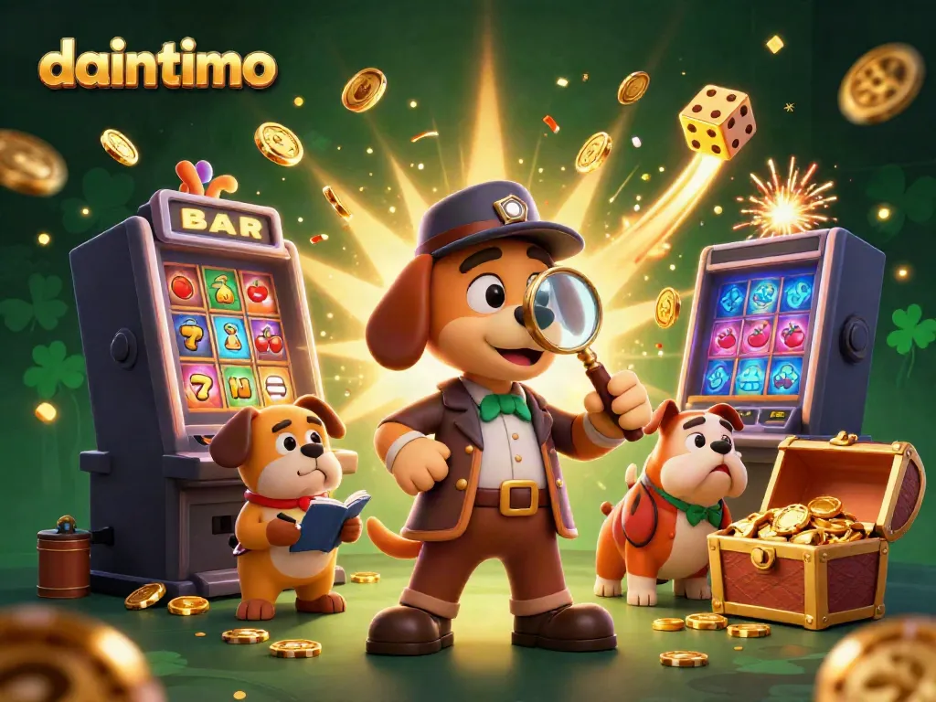 Daintimo memberikan pengalaman bermain kasino yang menarik dengan elemen slot dan karakter lucu dalam gambar 3D.
