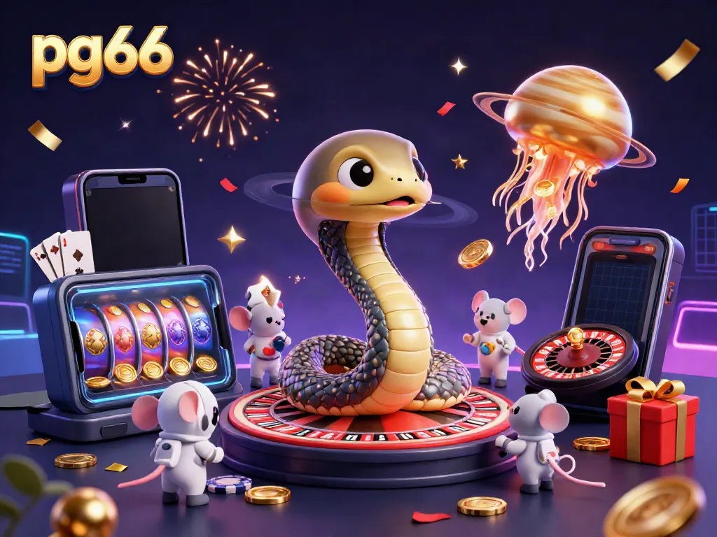 Experience thrilling gameplay at pg66, with a vibrant casino scene illustrated with cosmic influences.