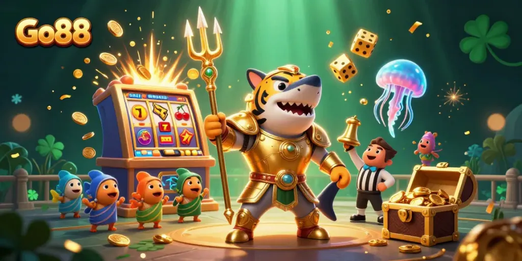 Experience thrilling wins with Go88, featuring vibrant gaming adventures in a packed casino atmosphere.