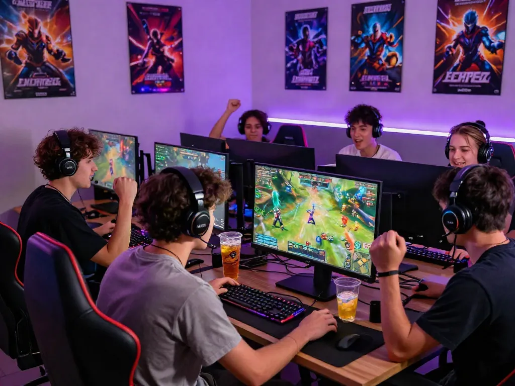 Gamers enjoying a competitive session while discussing strategies related to pecah 404 gaming.