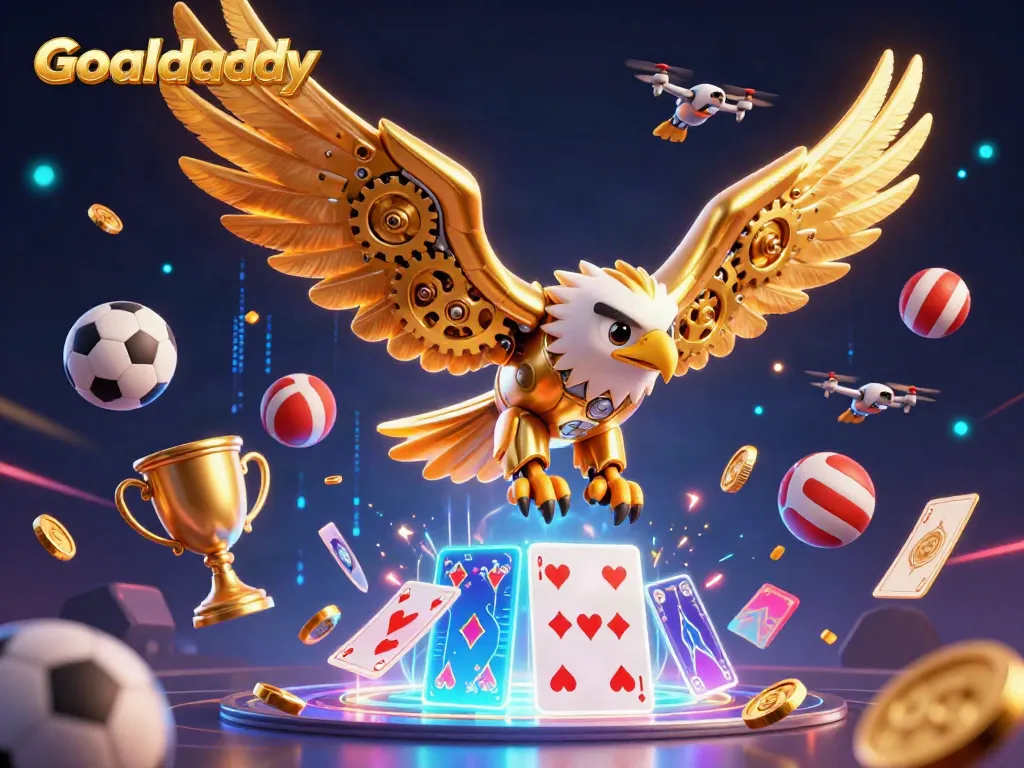 Experience thrilling betting moments with Goaldaddy featuring vibrant sports elements and engaging 3D illustrations.