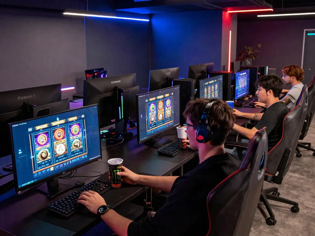 Innovative gaming lounge showcasing server Thailand slot games and player engagement.