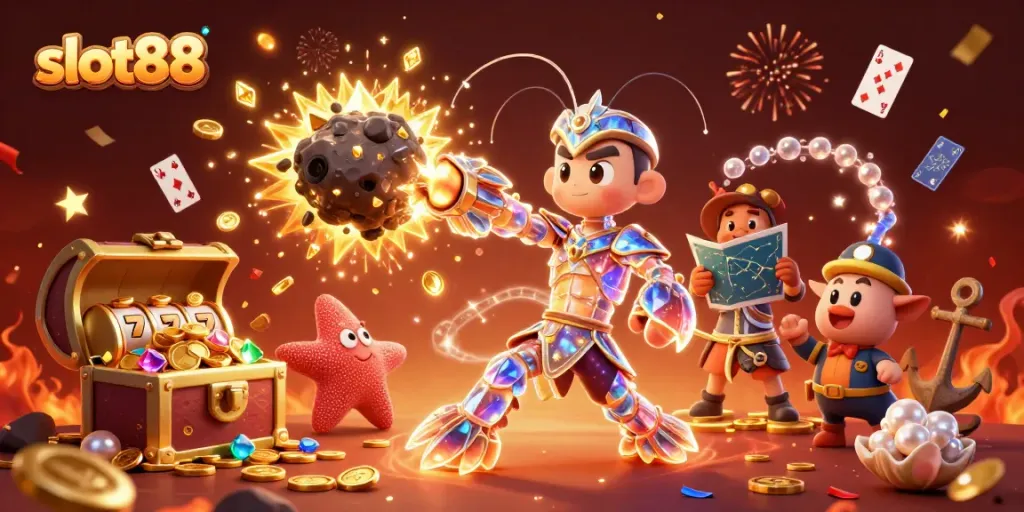 Slot88 menawarkan pengalaman bermain slot yang mengasyikkan dalam ilustrasi penuh warna dan detail.