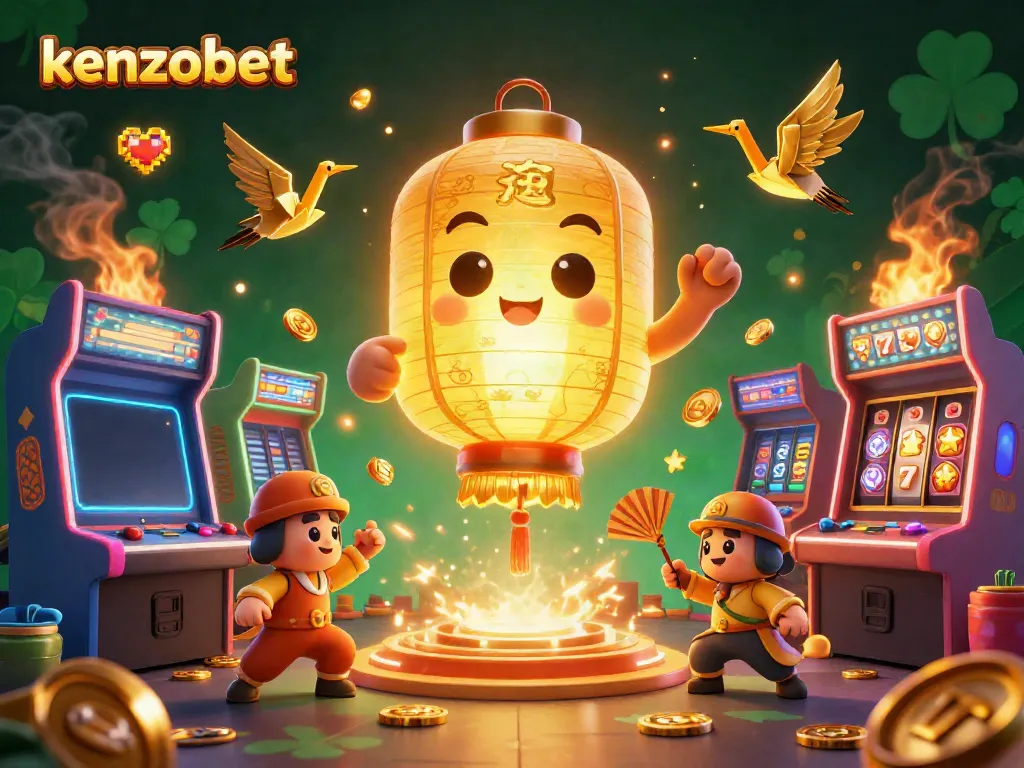 Experience the thrill of kenzobet with vibrant 3D slot game elements and golden characters for an immersive casino adventure.