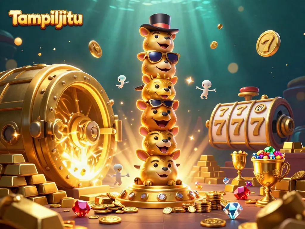 Tampiljitu showcases a vibrant casino scene with a golden totem and sparkling treasures.