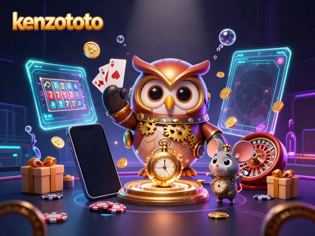 Kenzototo brings vibrant online gaming to life with a time-traveling owl and immersive casino elements.