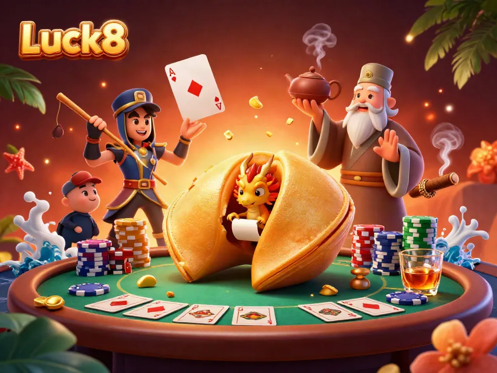 Luck8 brings excitement to gaming with dynamic elements of fortune and poker in a vibrant scene.