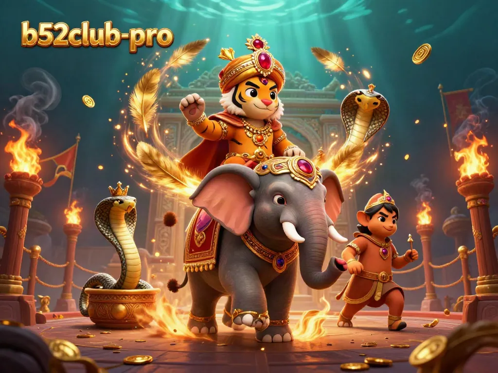 Engage with the b52club-pro experience, showcasing dynamic casino elements and vivid characters in action.