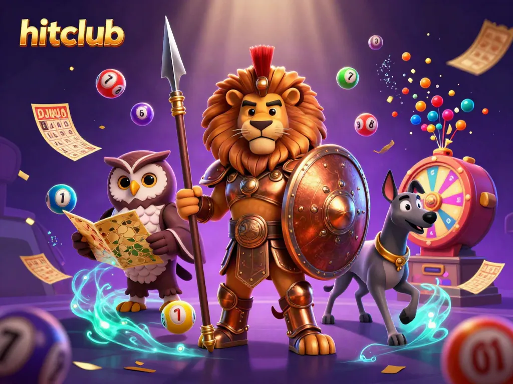 Experience the excitement of hitclub with lottery elements and vibrant characters in a dynamic casino scene.