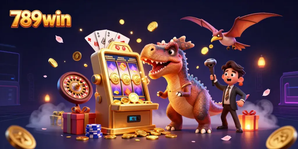 Catch the jackpot with 789win in this thrilling 3D casino illustration depicting action and excitement.