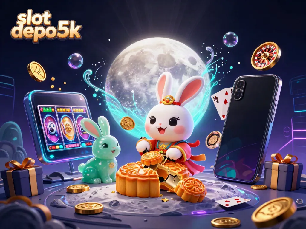 Engage with the thrilling slot depo 5k featuring charming characters and vibrant casino elements in a rich illustration.