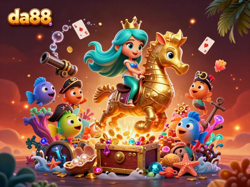 Engage with da88 gaming excitement featuring a mermaid princess and vibrant underwater scene.