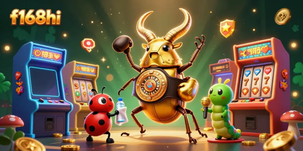 Engage in thrilling gaming action with f168hi featuring a vibrant 3D casino scene filled with excitement.