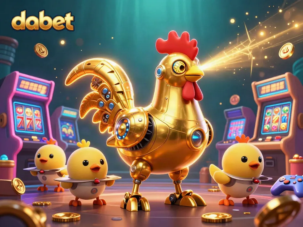 Bet on exciting games with dabet's vibrant, futuristic casino illustration.