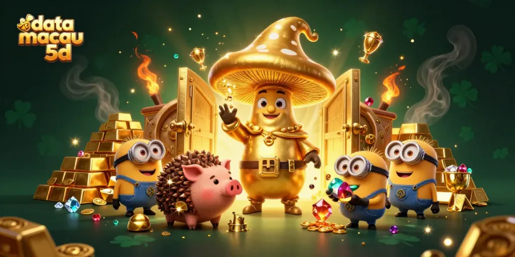 Melihat data macau 5d dengan simbol keberuntungan dalam ilustrasi kasino 3D yang menarik.