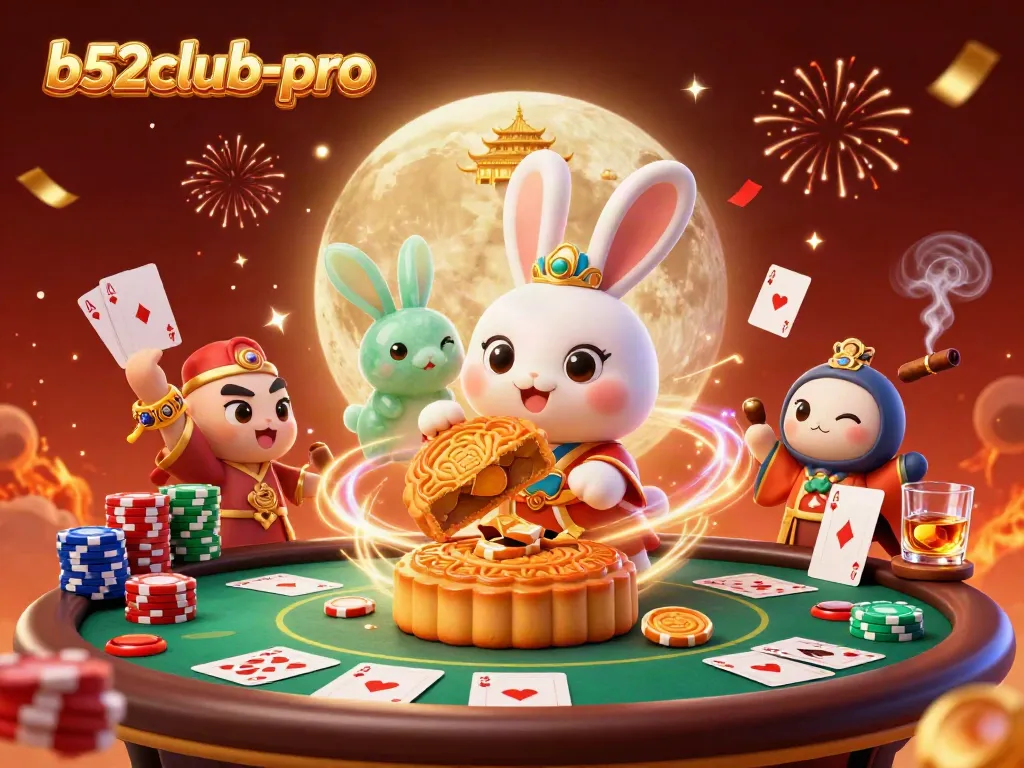 Experience the magic of b52club-pro with a vibrant casino illustration featuring playful characters and exciting gaming elements.