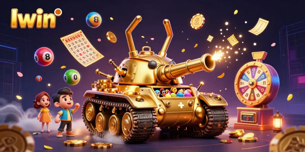Iwin offers a captivating gaming experience within a stunning 3D casino themed illustration.