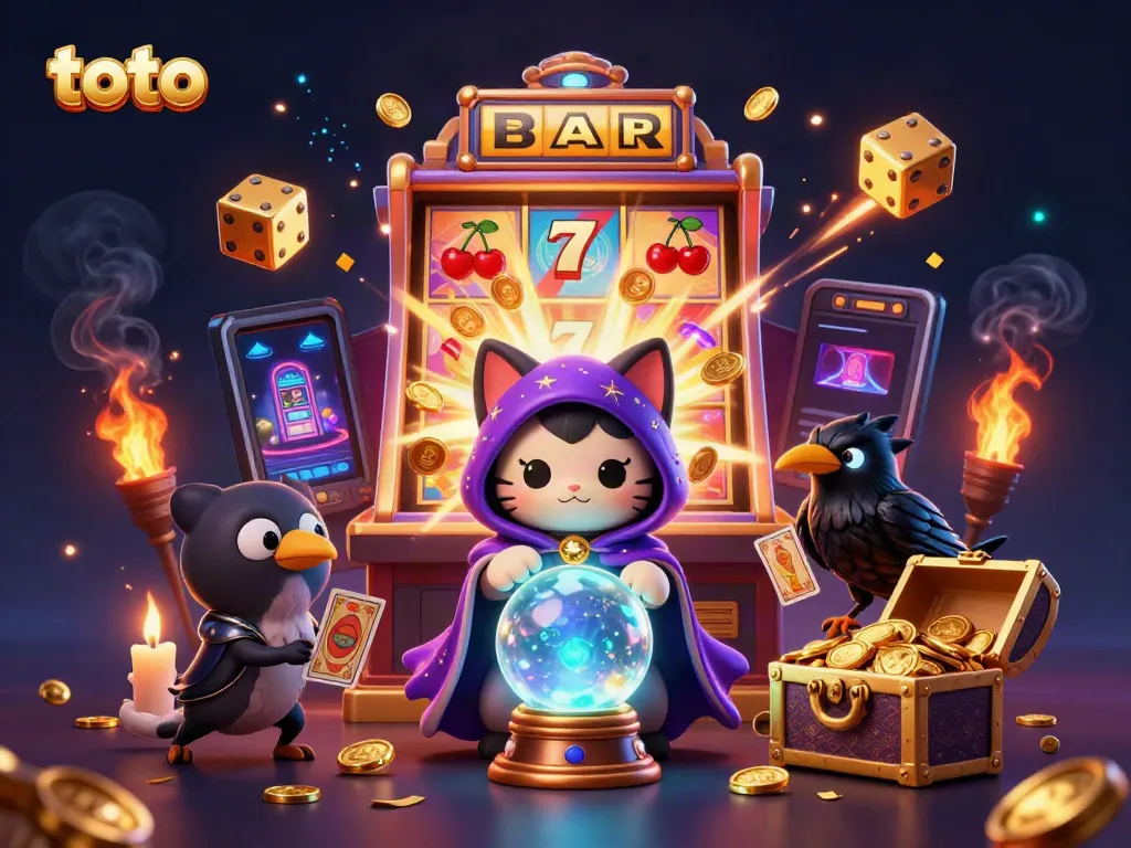 Gambarkan pengalaman judi mega dengan toto, slot dan harta karun berkilauan dalam suasana meriah.