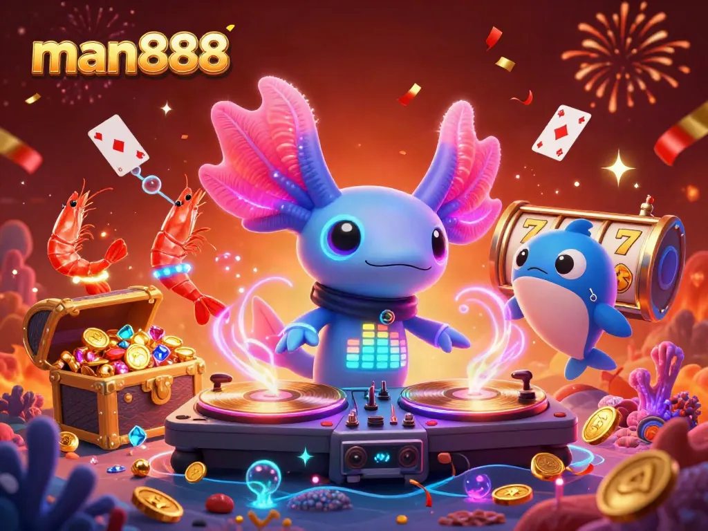 Experience the fun of man888 gameplay in a vibrant underwater casino-themed scene